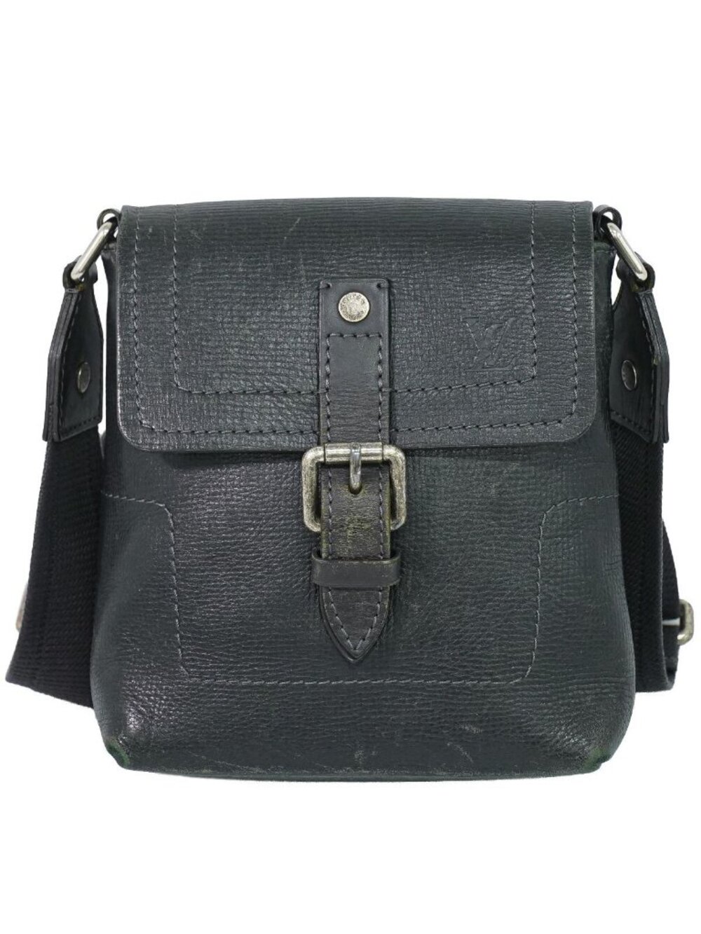 Louis Vuitton LV Yuma Utah Leather Shoulder Bag Pochette Basalt Black